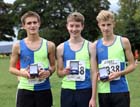 From left to right: Matthew Sheen, Samuel Whitehed and Elliott Bowker, Vale Royal winners of the under-17 mens Northern Cross Country Relays, Graves Park, Sheffield.